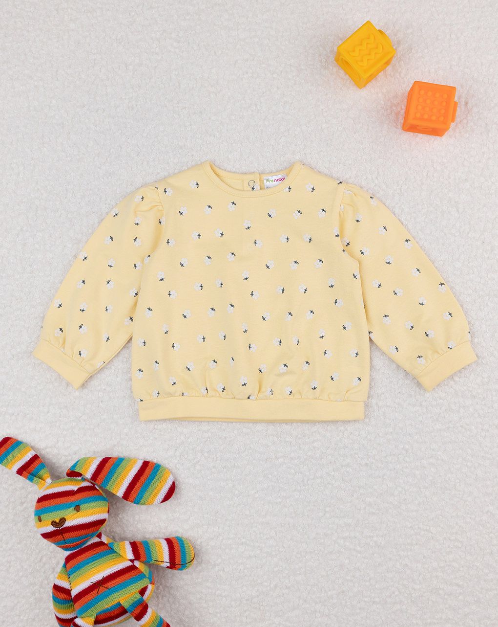 βρεφική μπλούζα φούτερ κίτρινη φλοράλ για κορίτσι