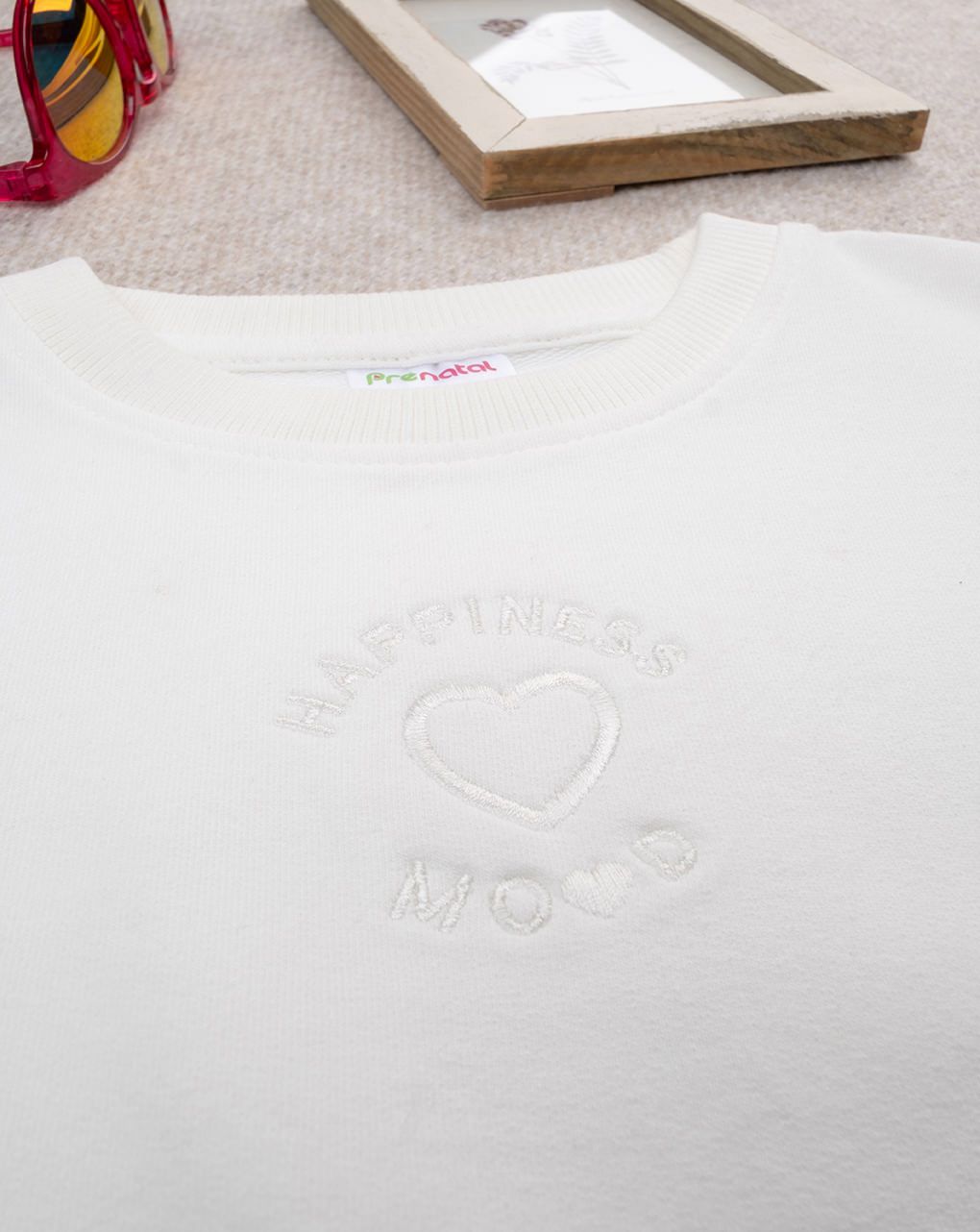 παιδική μπλούζα φούτερ λευκή happiness mood για κορίτσι - Prénatal