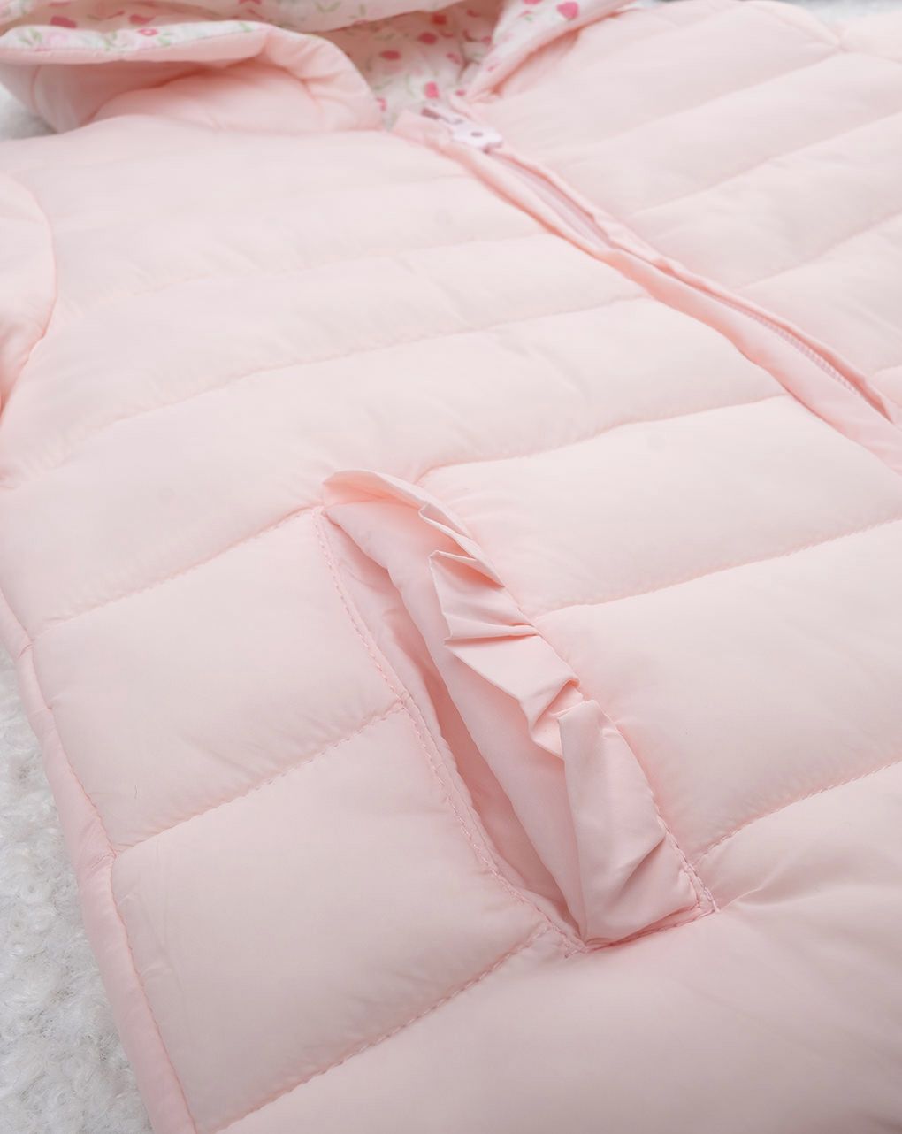 βρεφικό μπουφάν puffer ροζ φλοράλ για κορίτσι - Prénatal