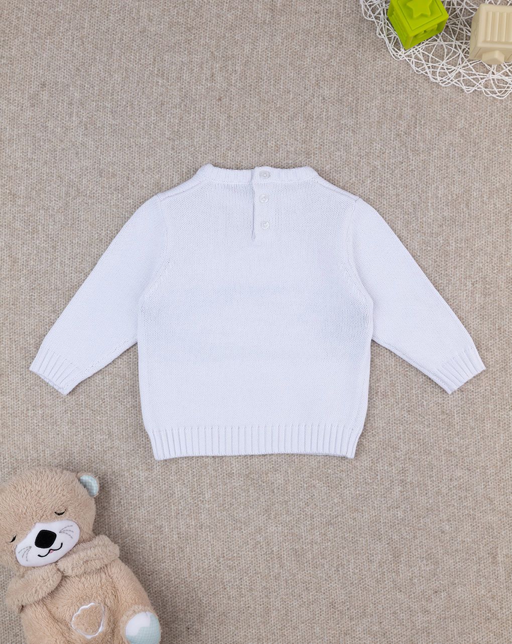 βρεφικό πουλόβερ λευκό so cute για αγόρι - Prénatal
