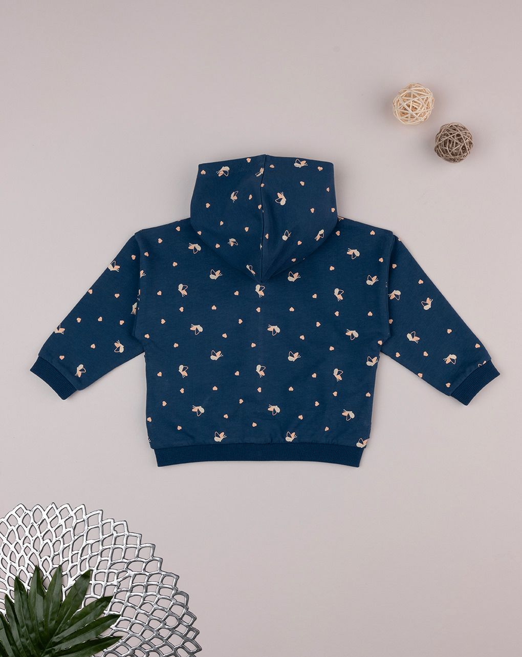 βρεφική ζακέτα φούτερ μπλε με πεταλούδες για κορίτσι - Prénatal