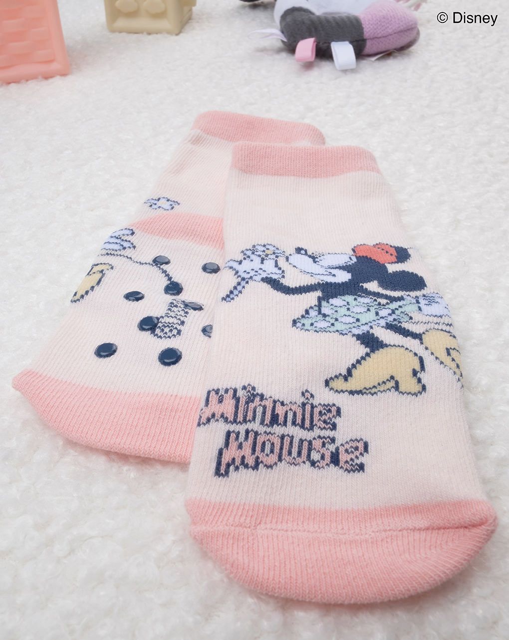 βρεφικές αντιολισθητικές κάλτσες ροζ με τη minnie για κορίτσι - Prénatal