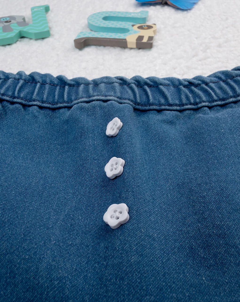 βρεφικό τζιν παντελόνι μπλε με λουλούδια για κορίτσι - Prénatal