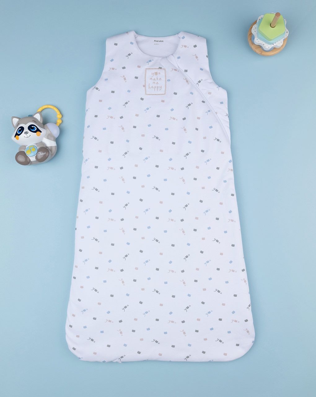 βρεφικός αμάνικος υπνόσακος σενίλ λευκός teddies 2.5 tog