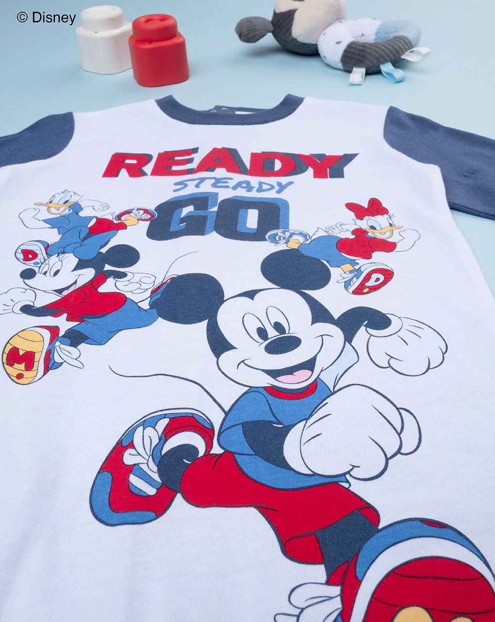 βρεφική ολόσωμη πιτζάμα λευκό/μπλε mickey για αγόρι - Prénatal