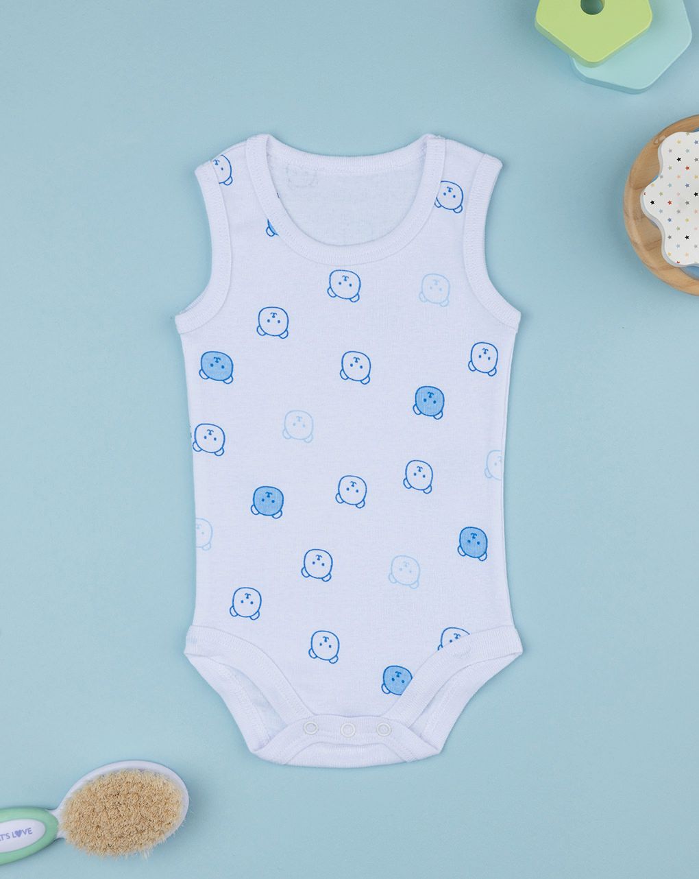 βρεφικό κορμάκι λευκό με αρκουδάκια για αγόρι - Prénatal