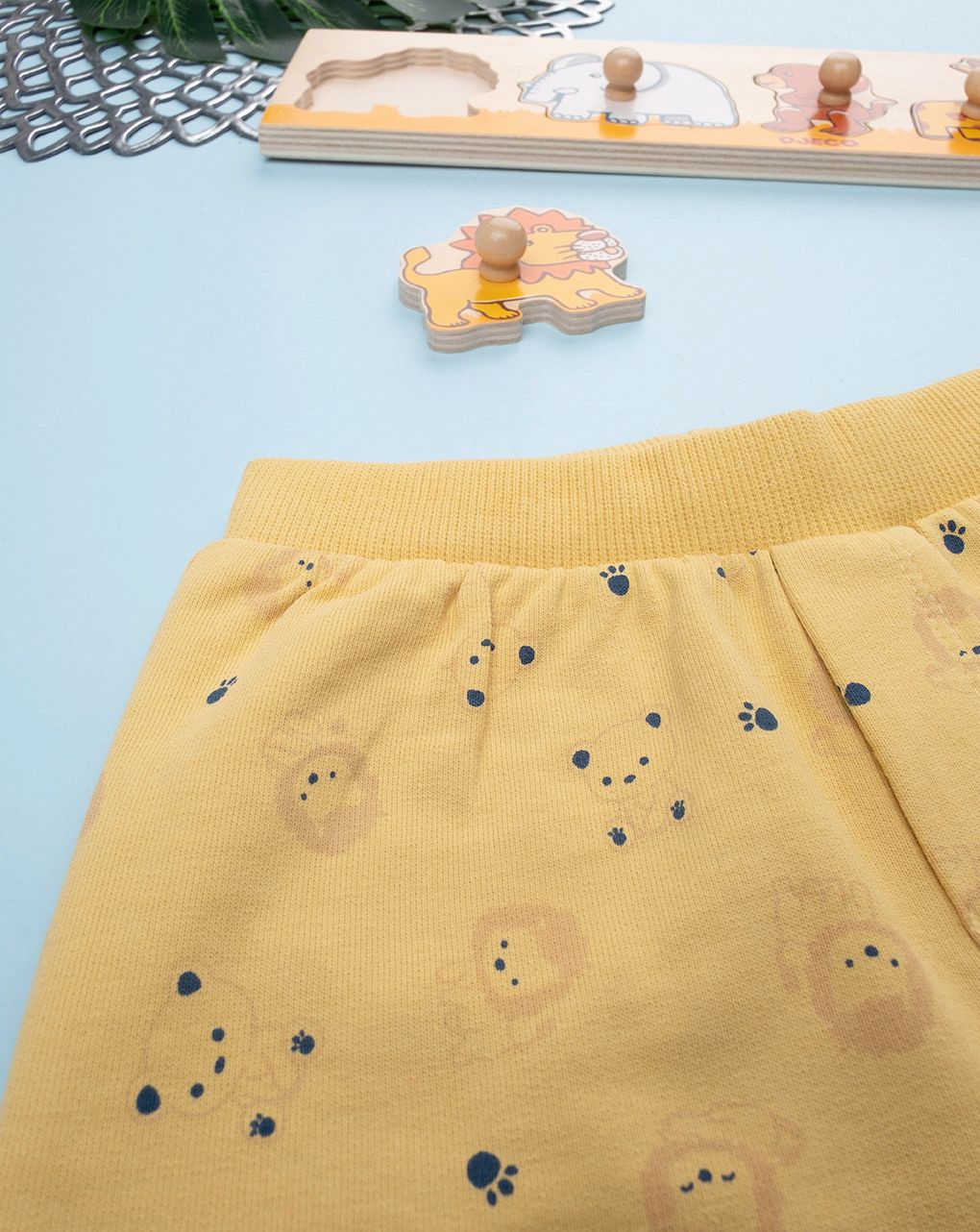 βρεφικό παντελόνι φόρμας κίτρινο με λιοντάρια για αγόρι - Prénatal