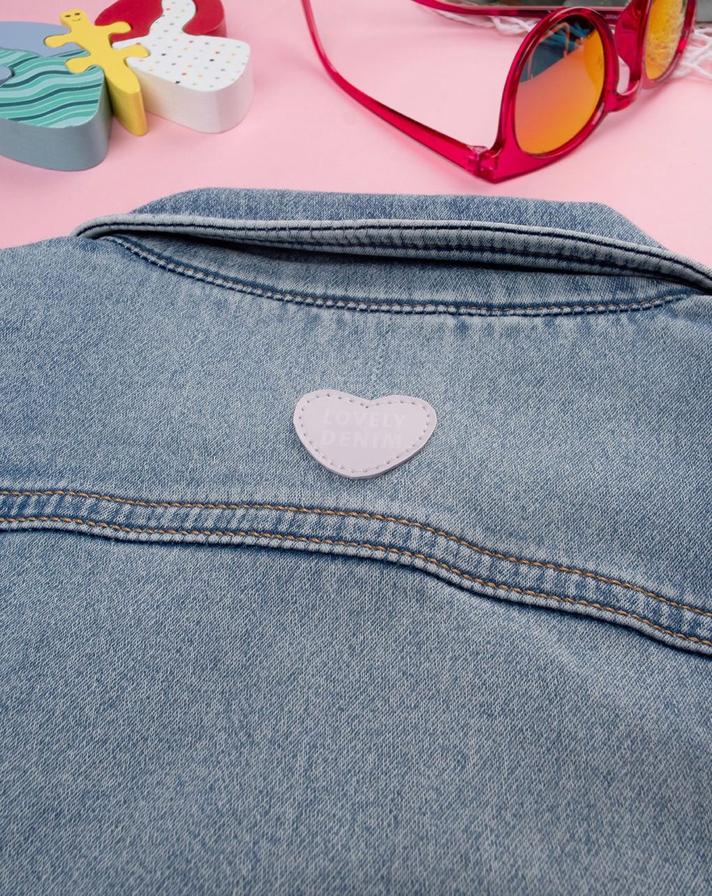 παιδικό τζιν μπουφάν μπλε με βολάν για κορίτσι - Prénatal