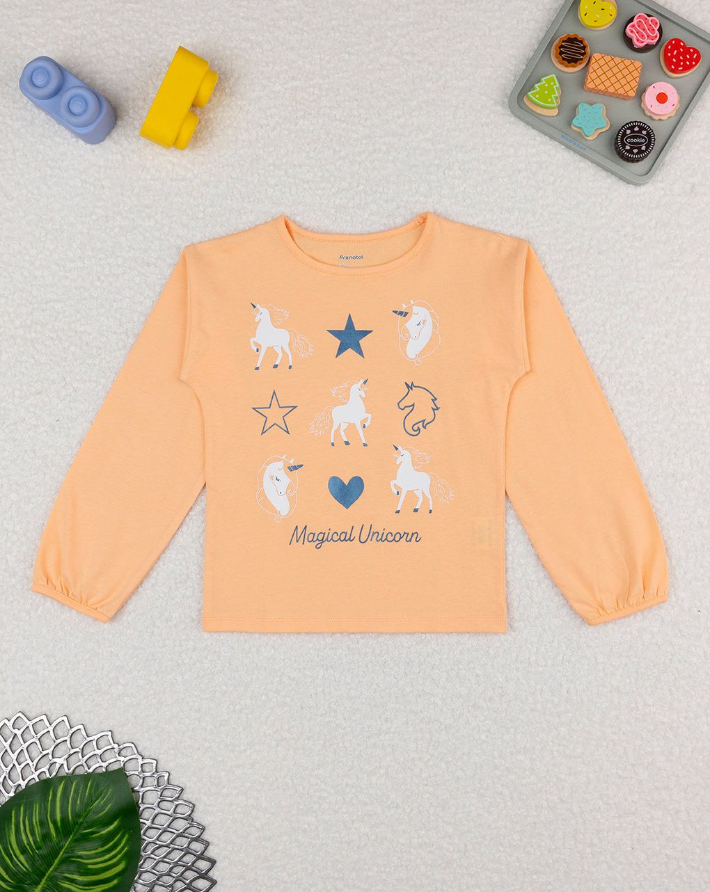 παιδική μπλούζα πορτοκαλί με μονόκερους για κορίτσι - Prénatal