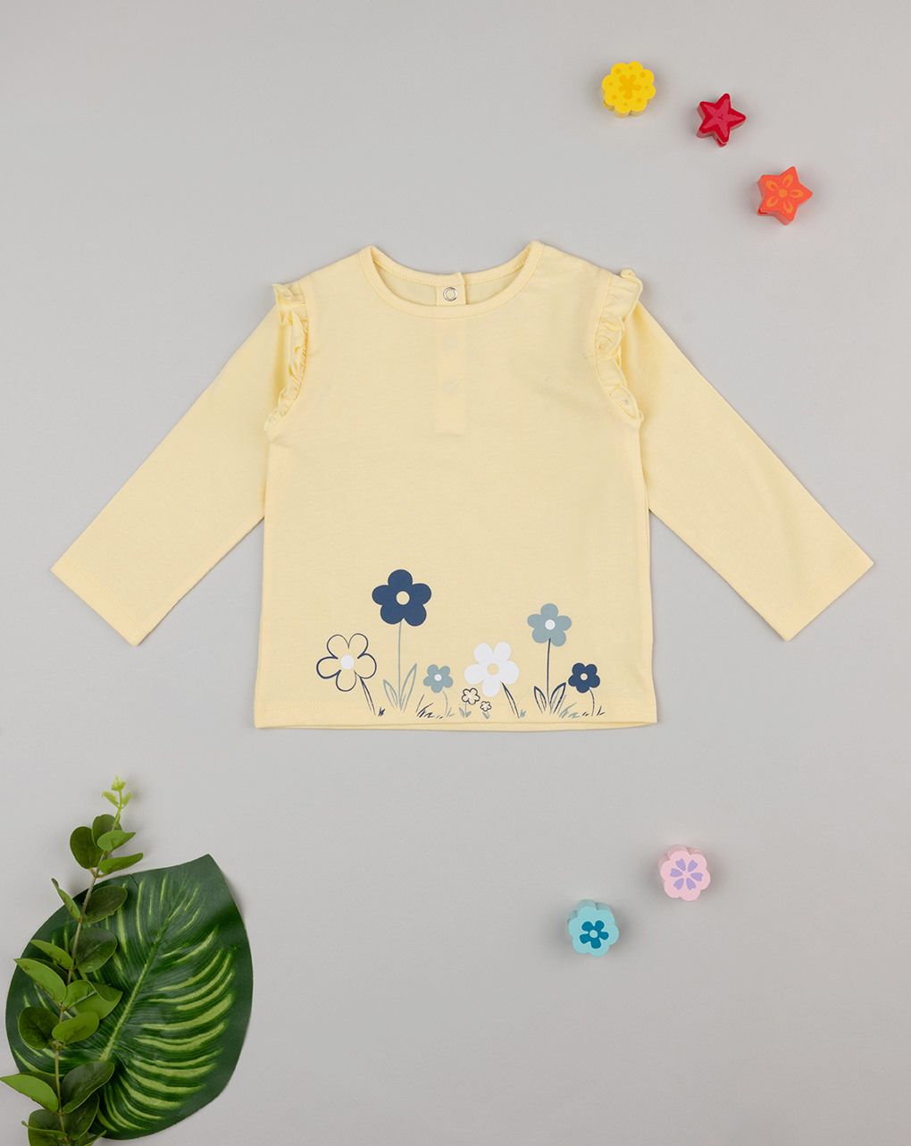 βρεφική μπλούζα κίτρινη με λουλούδια για κορίτσι - Prénatal