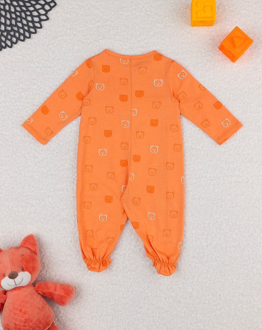 βρεφικό φορμάκι πορτοκαλί με αρκουδάκια για αγόρι - Prénatal