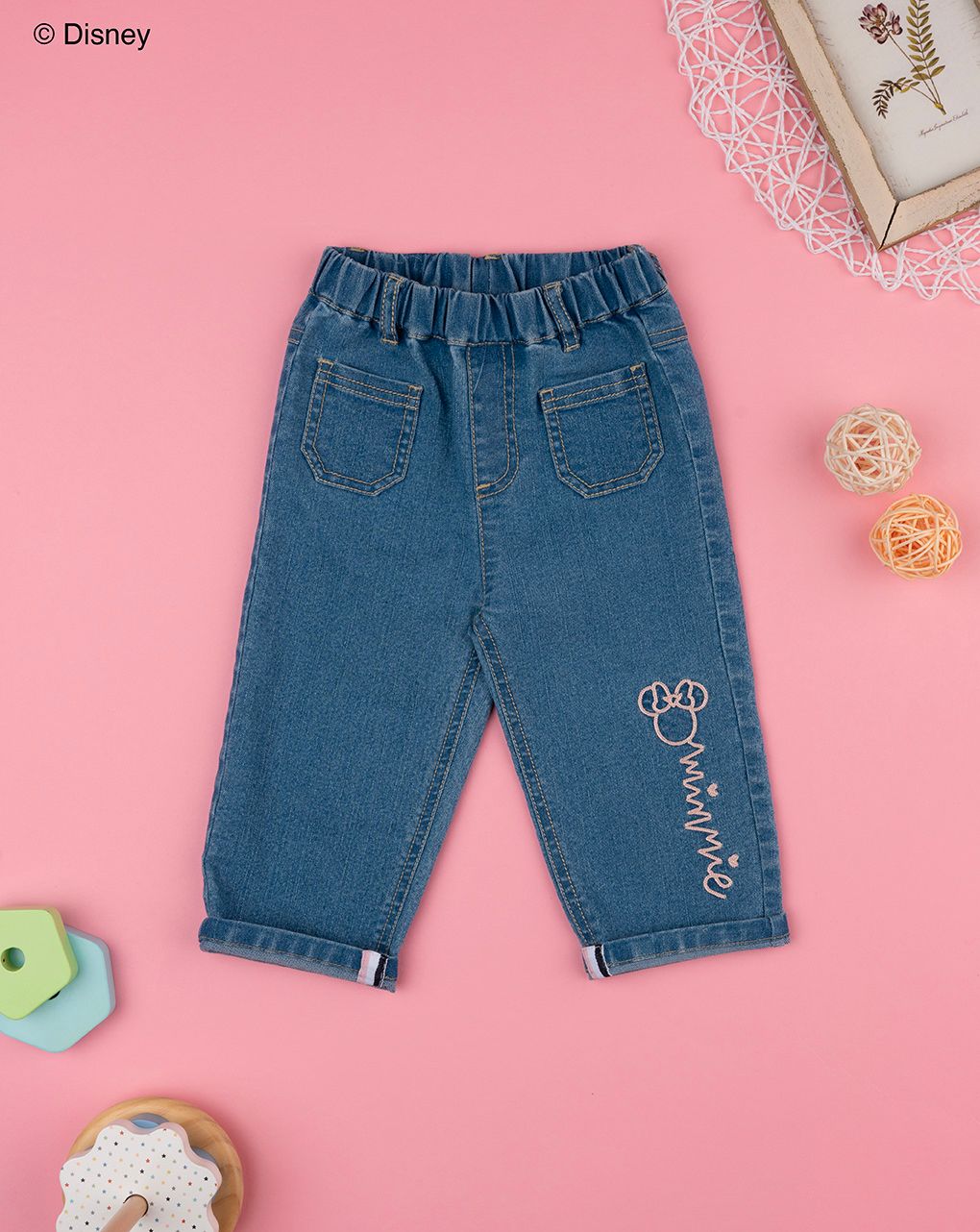 βρεφικό τζιν παντελόνι μπλε minnie για κορίτσι