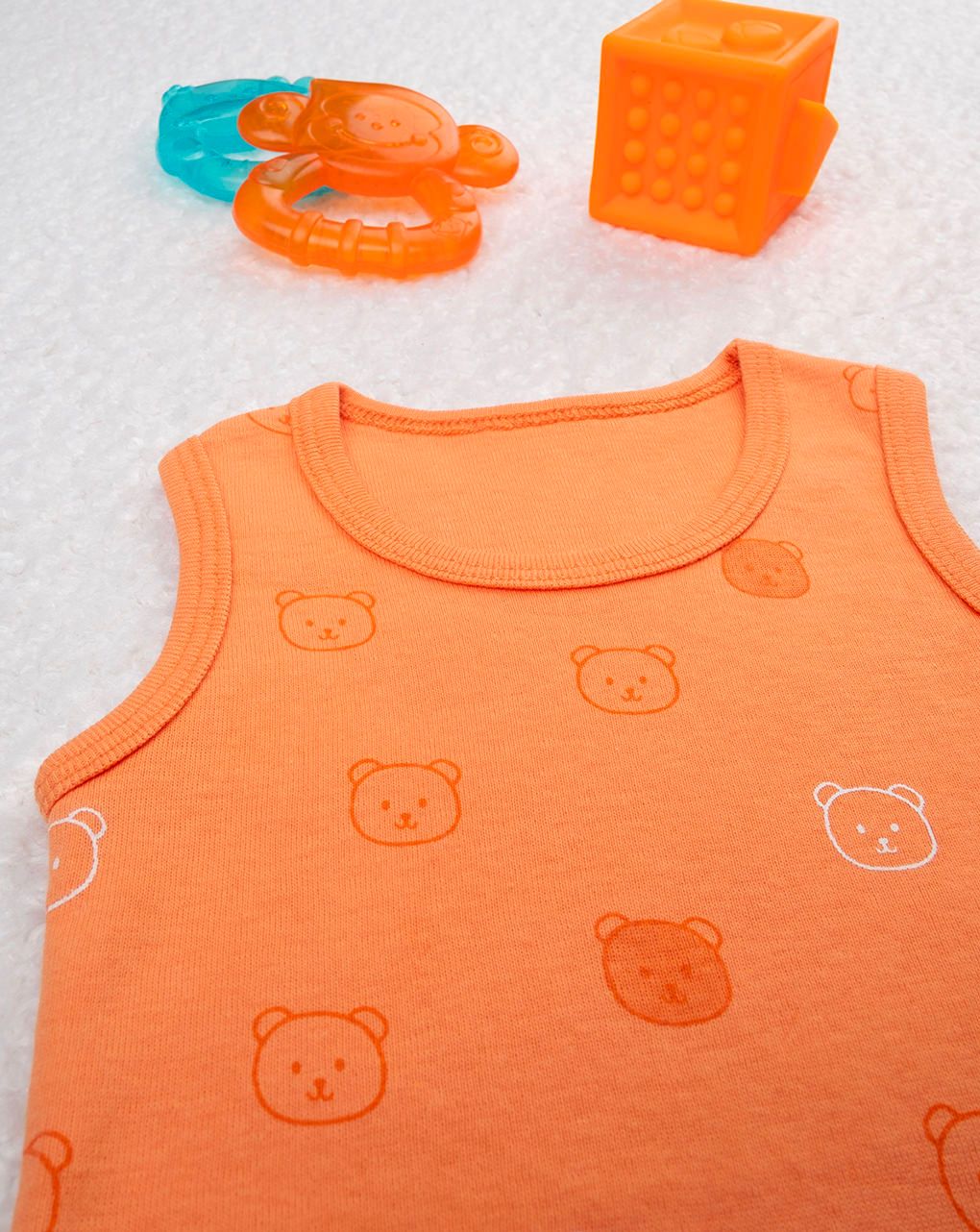 βρεφικό κορμάκι πορτοκαλί με αρκουδάκια για αγόρι - Prénatal