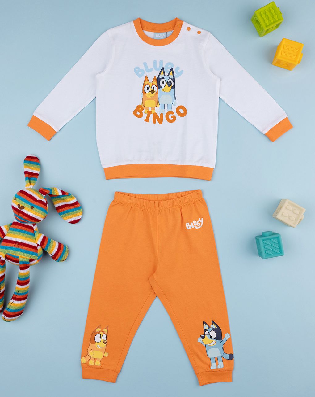 βρεφική πιτζάμα λευκή/πορτοκαλί bluey για αγόρι - Prénatal