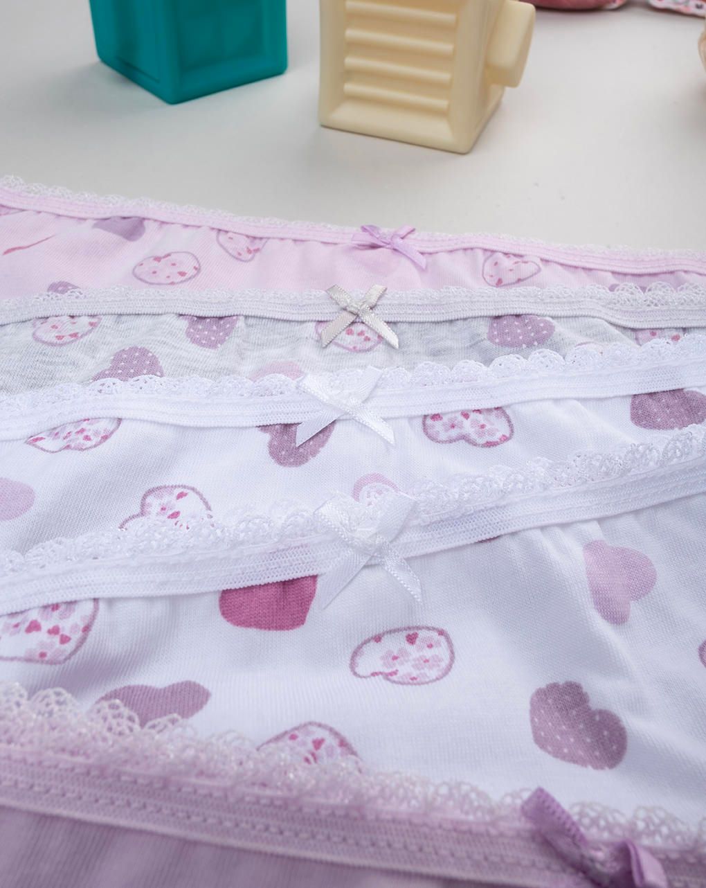 παιδικά σλιπ πακέτο x7 με καρδούλες για κορίτσι - Prénatal