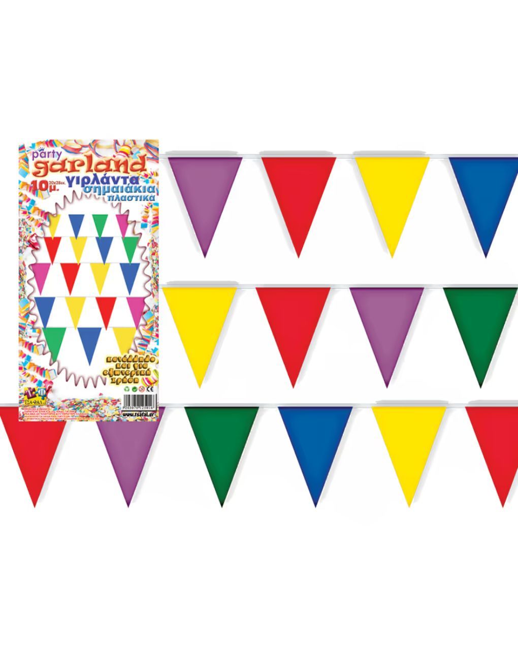 τσα-φαλ γιρλάντα σημαιάκια πλαστικά 10μ. #2501