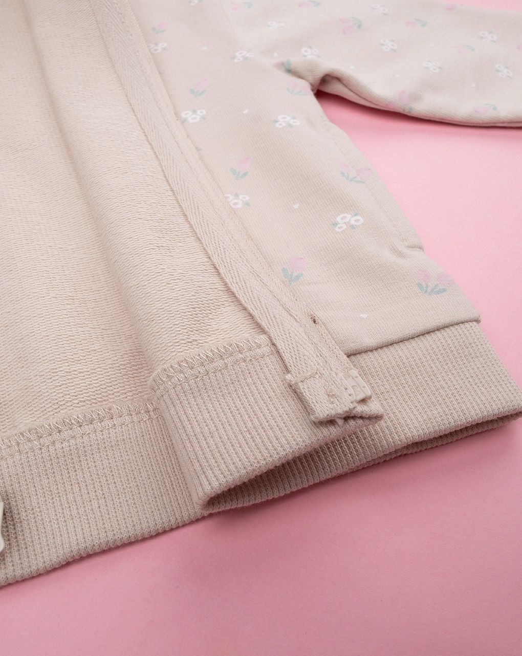 βρεφική ζακέτα φούτερ μπεζ με λουλούδια για κορίτσι - Prénatal
