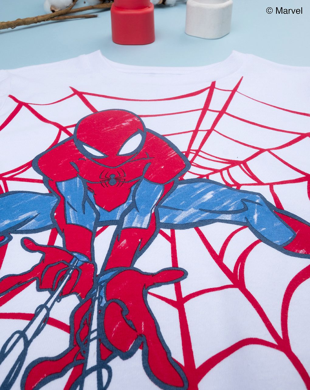 παιδική πιτζάμα λευκή/μπλε spiderman για αγόρι - Prénatal