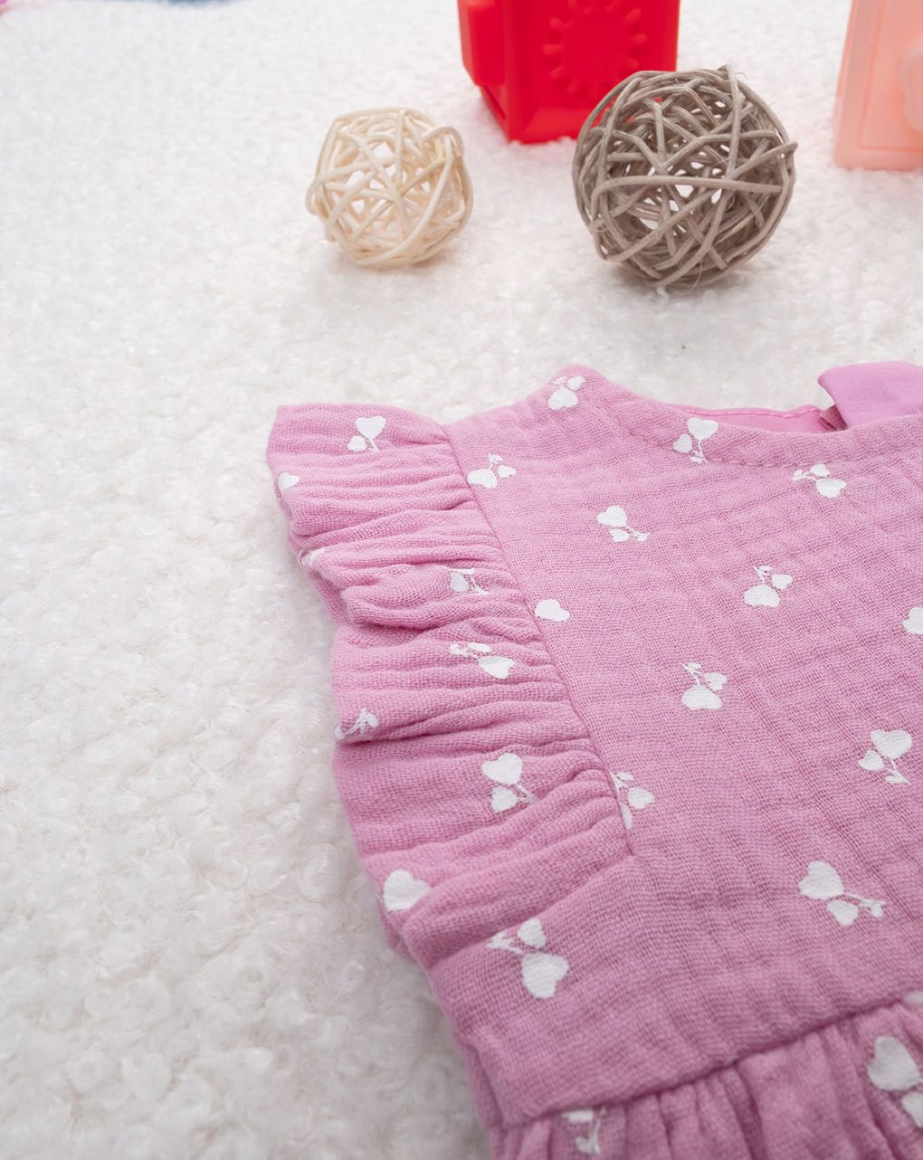 βρεφικό σετ μπλούζα και σορτσάκι μουσελίνα ροζ για κορίτσι - Prénatal