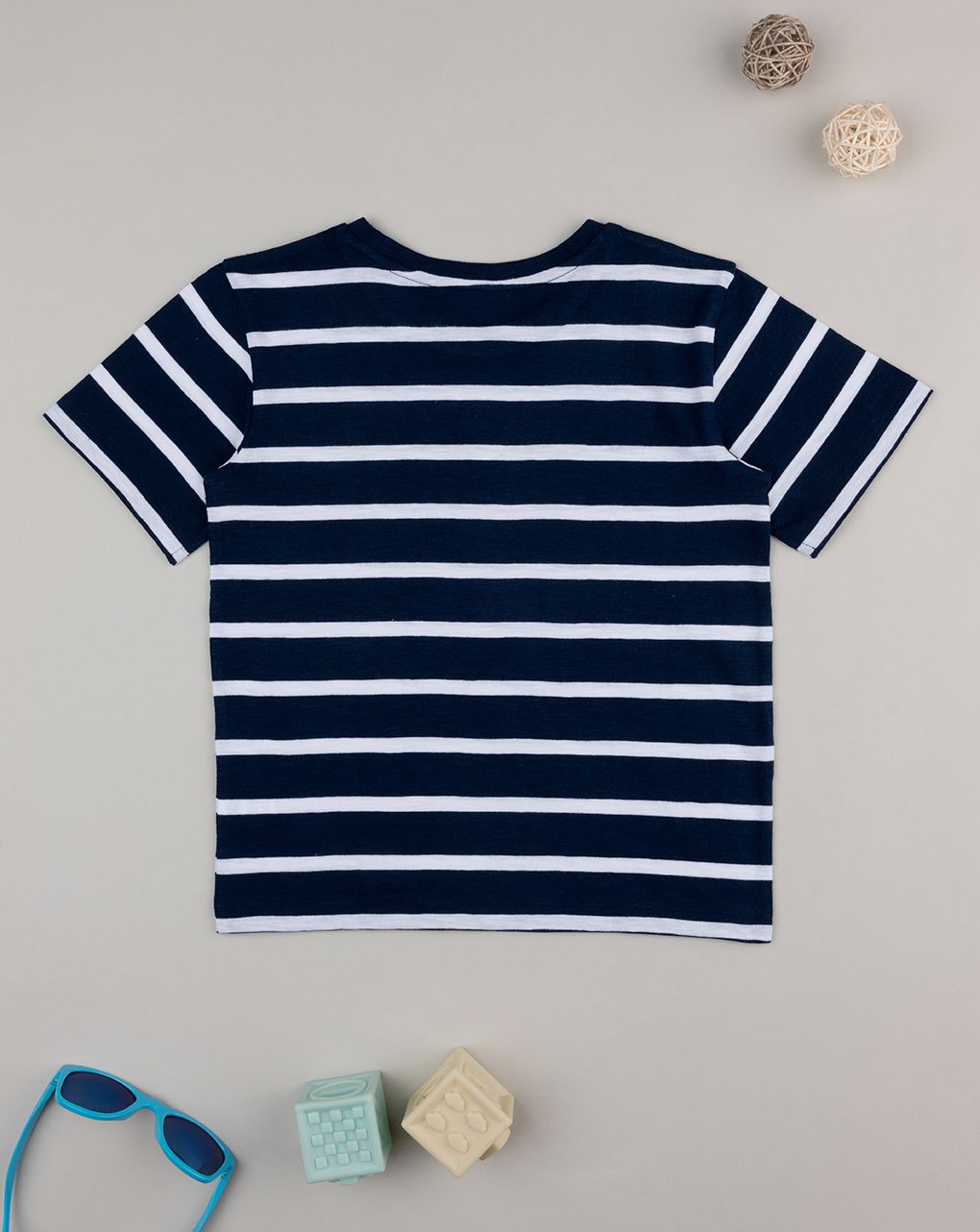 παιδικό t-shirt ριγέ μπλε/ λευκό με δεινόσαυρο για αγόρι - Prénatal