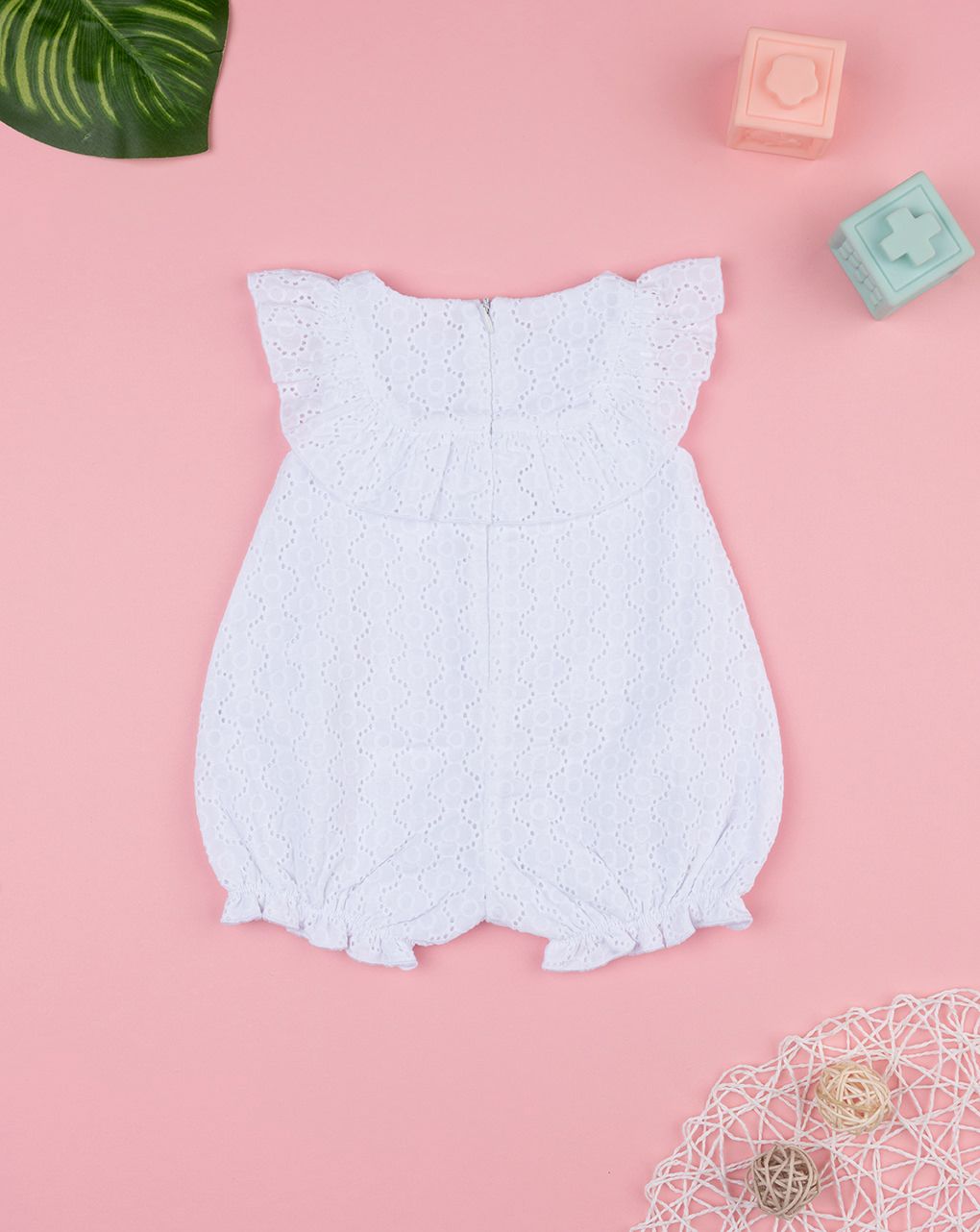 βρεφικό φορμάκι λευκό δαντέλα sangallo για κορίτσι - Prénatal