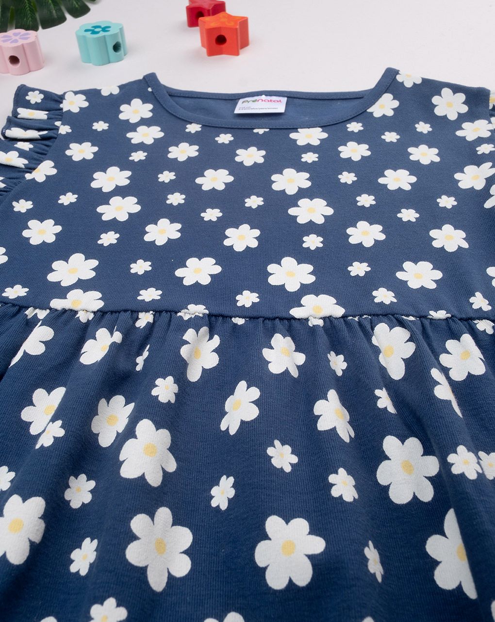 παιδικό φόρεμα μπλε με μαργαρίτες για κορίτσι - Prénatal