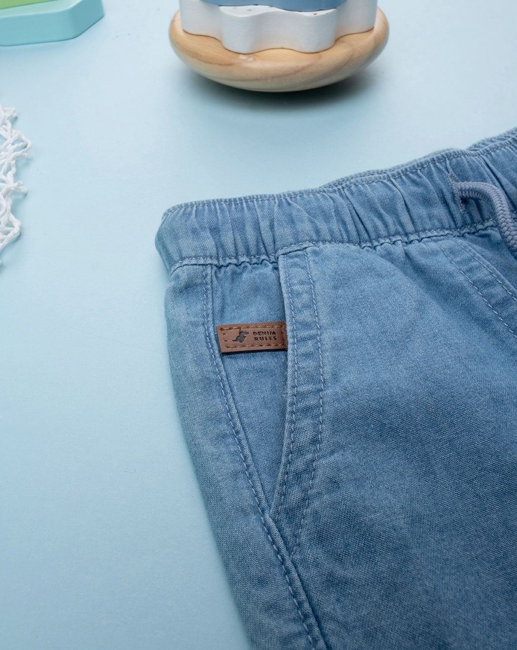 βρεφικό τζιν σορτσάκι μπλε με τσέπες για αγόρι - Prénatal