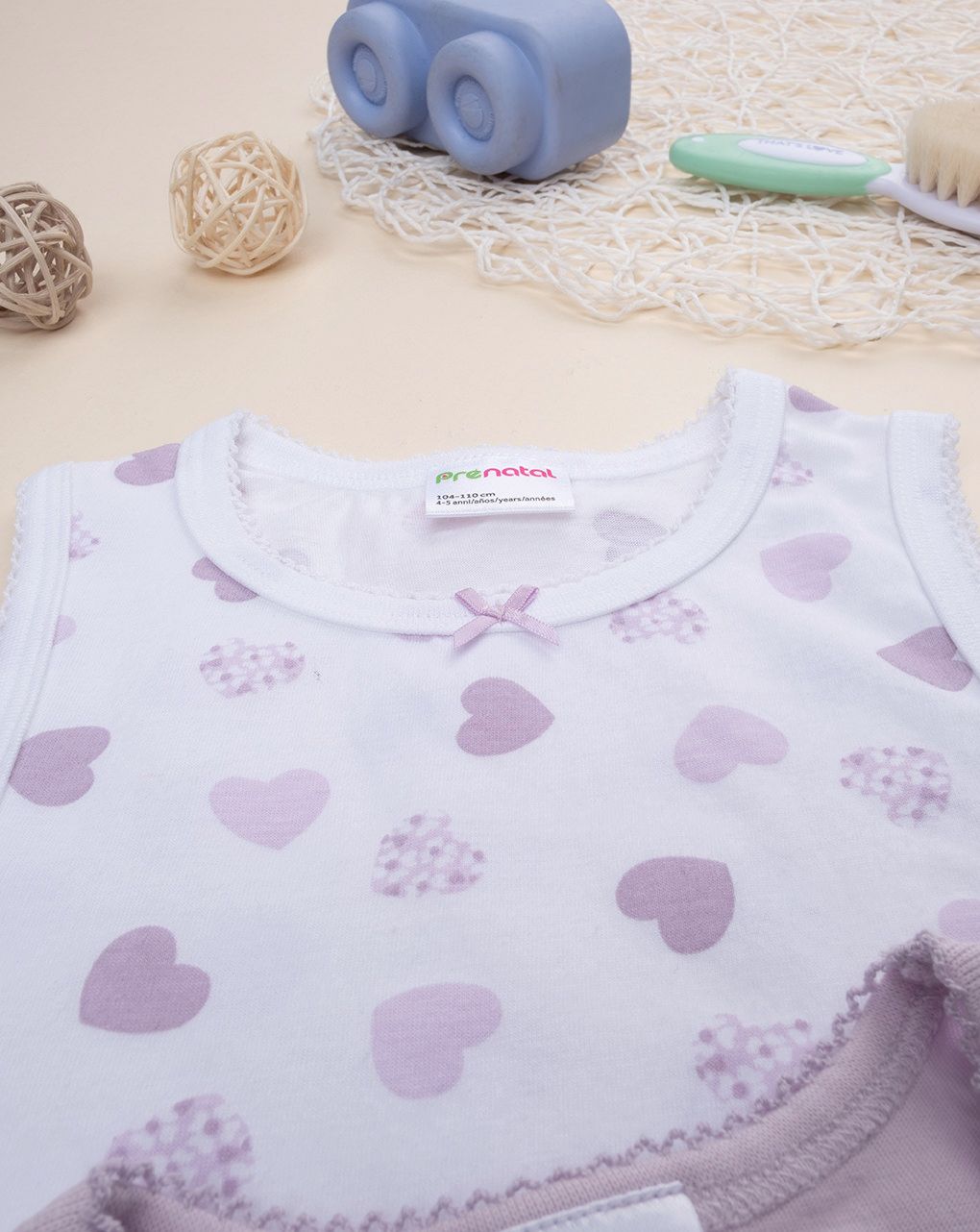 παιδικά φανελάκια πακέτο x2 romantic heart για κορίτσι - Prénatal