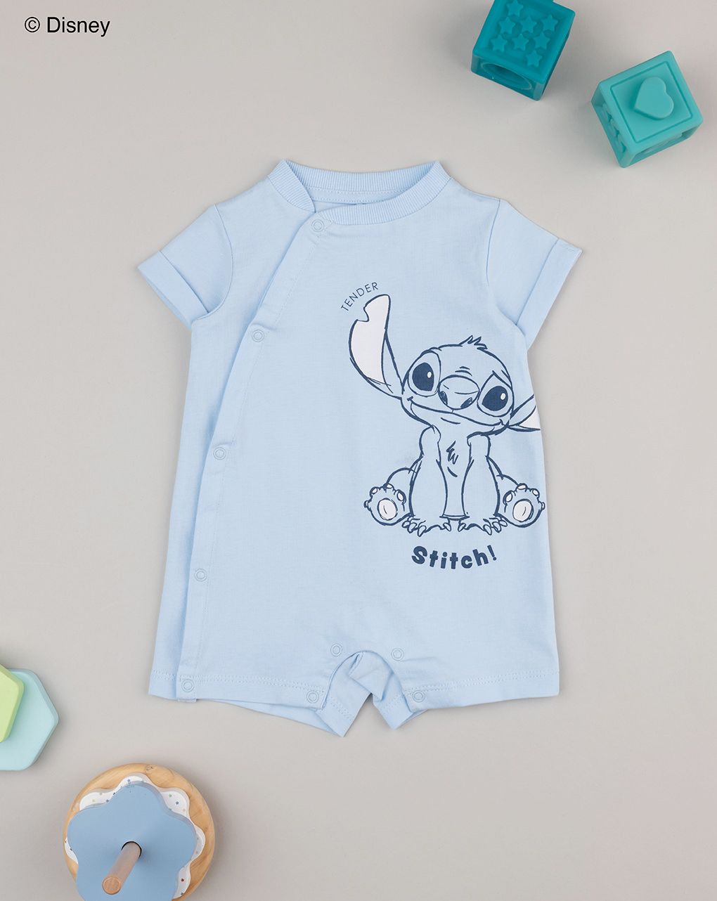 βρεφικό φορμάκι γαλάζιο με τον stitch για αγόρι