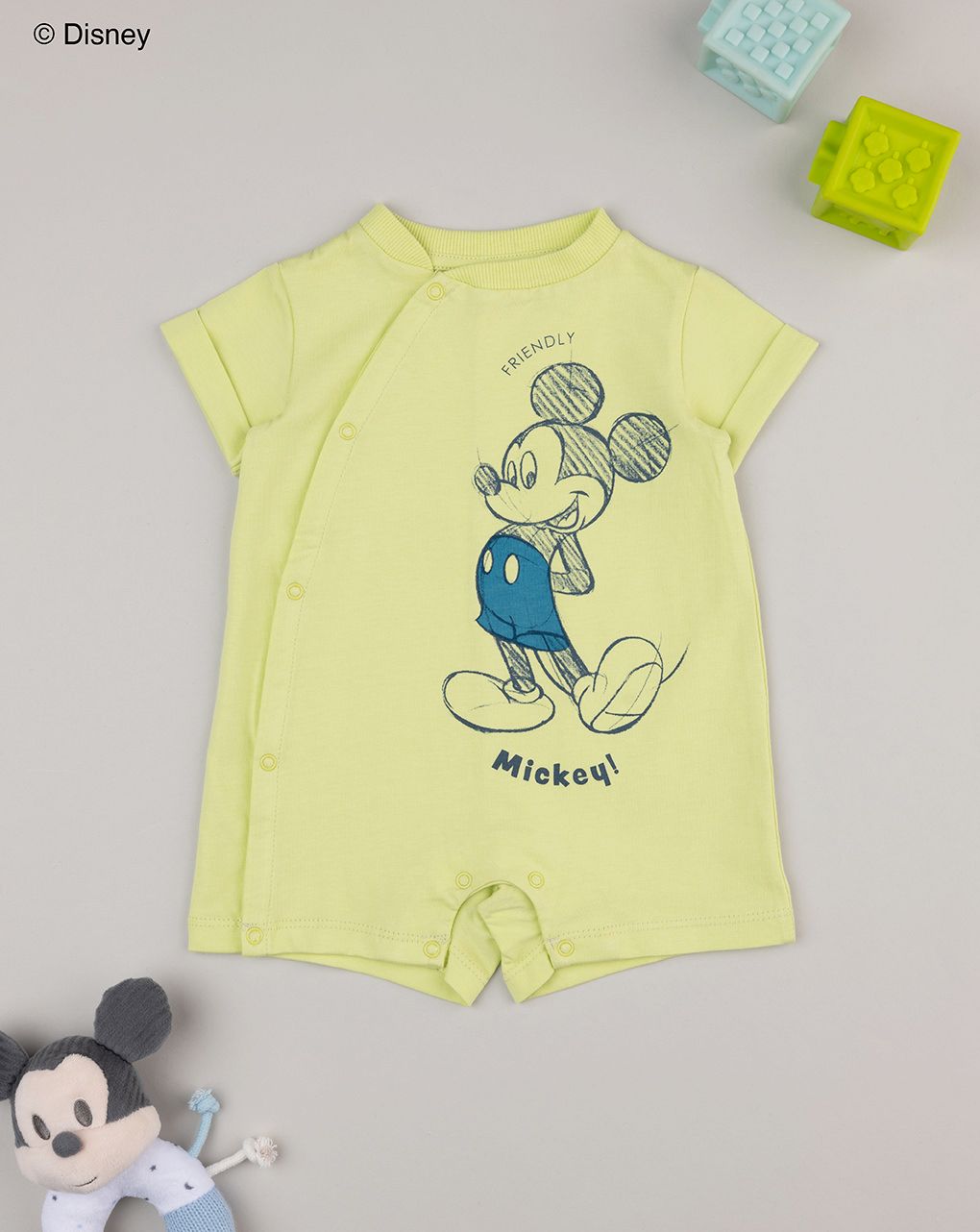 βρεφικό φορμάκι λαχανί με τον mickey για αγόρι