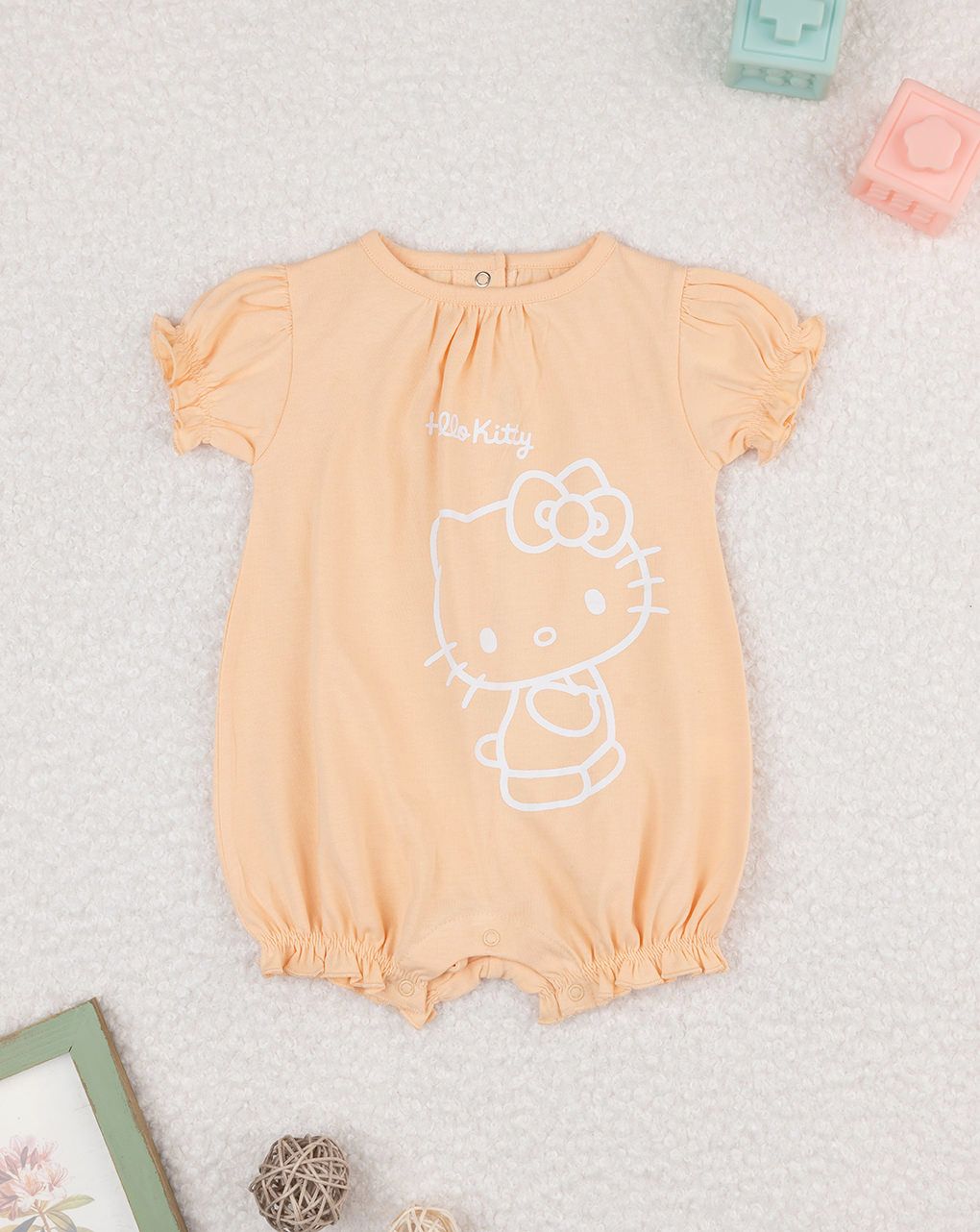 βρεφικό φορμάκι πορτοκαλί με τη hello kitty για κορίτσι
