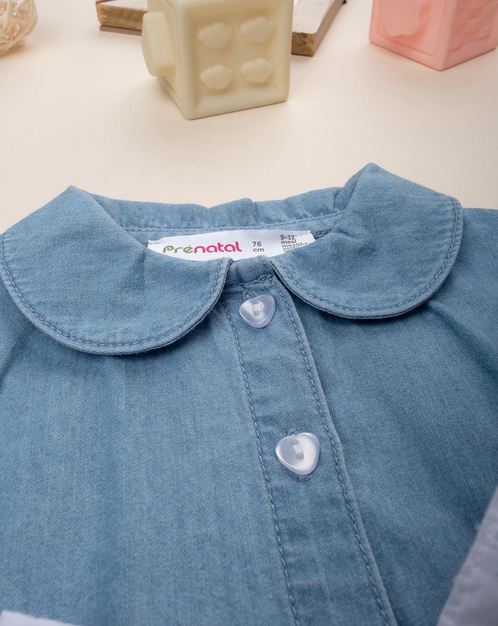 βρεφικό τζιν φόρεμα με δαντέλα sangallo για κορίτσι - Prénatal