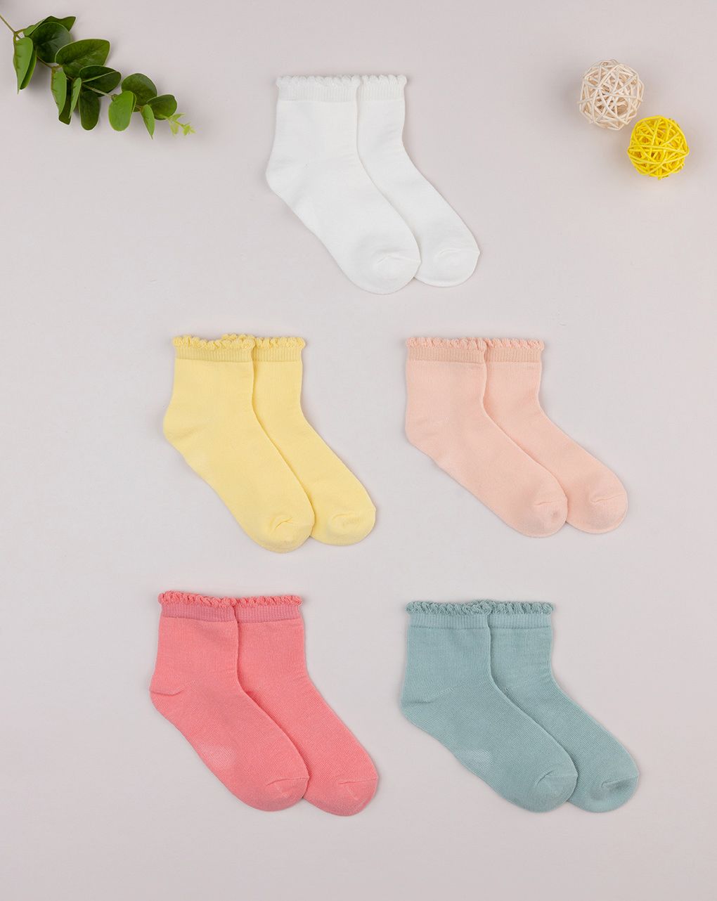 παιδικά καλτσάκια πακέτο x5 πολύχρωμα για κορίτσι - Prénatal