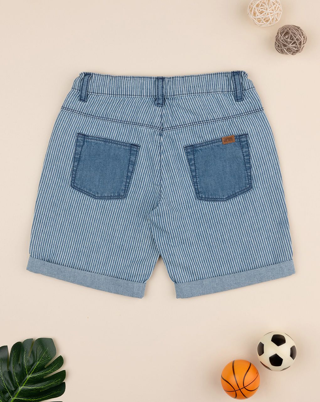 παιδικό σορτσάκι ριγέ μπλε/λευκό για αγόρι - Prénatal