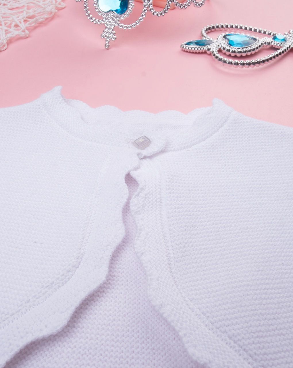 βρεφικό πλεκτό ζακετάκι λευκό premium για κορίτσι - Prénatal