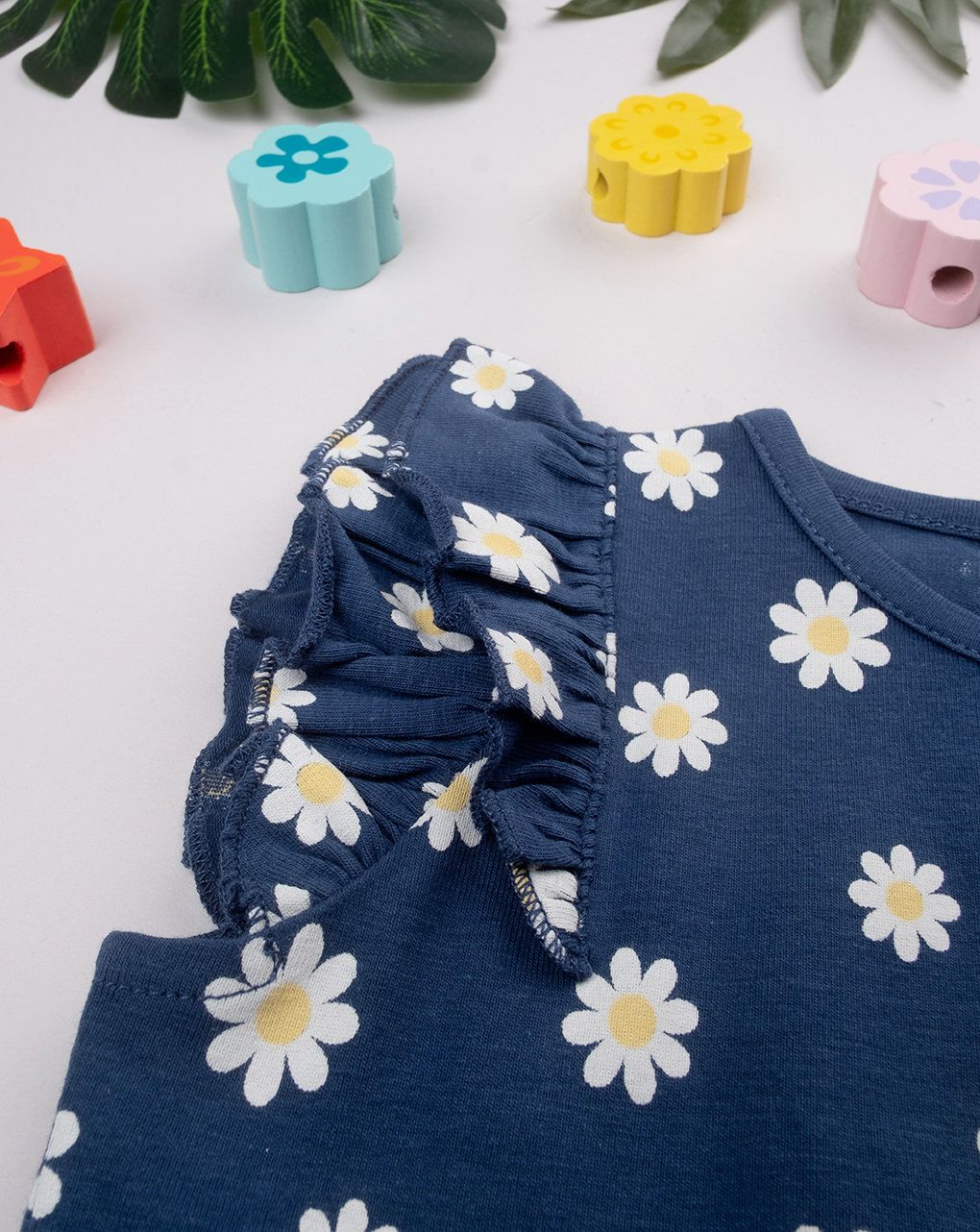 βρεφικό φόρεμα μπλε με μαργαρίτες για κορίτσι - Prénatal