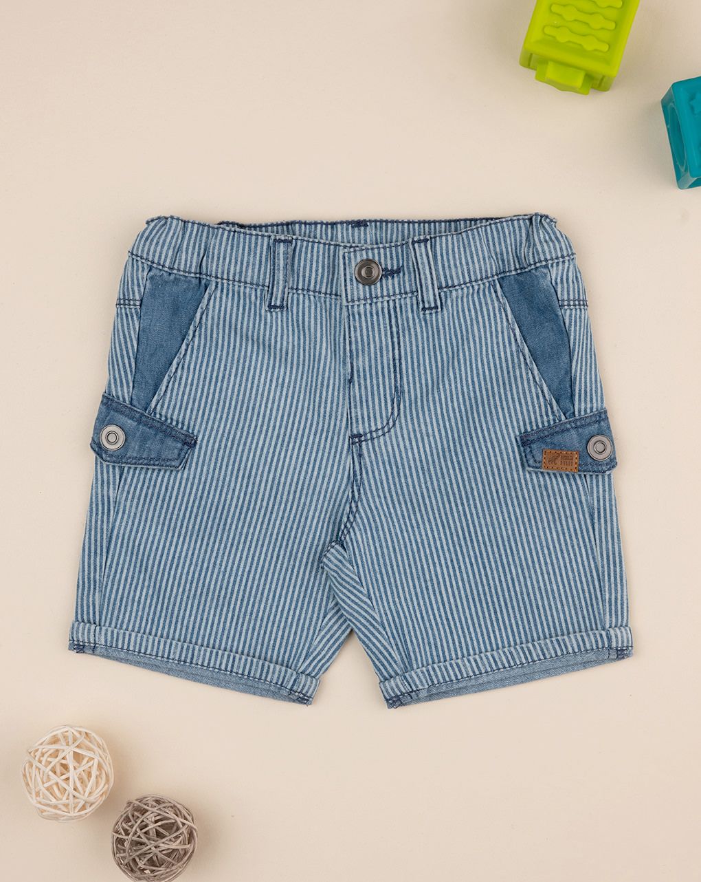 βρεφικό σορτσάκι ριγέ μπλε/λευκό για αγόρι - Prénatal