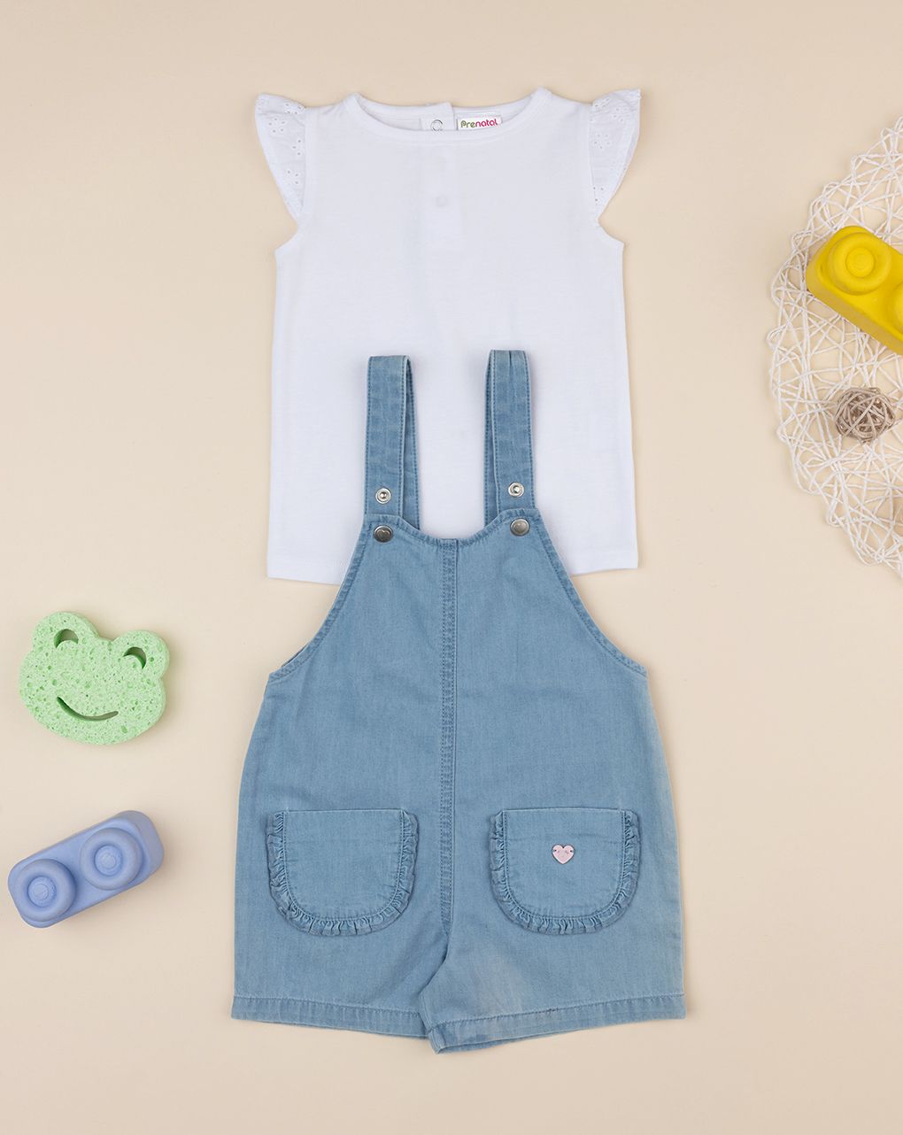 βρεφικό σετ τ-shirt και τζιν σαλοπέτα για κορίτσι