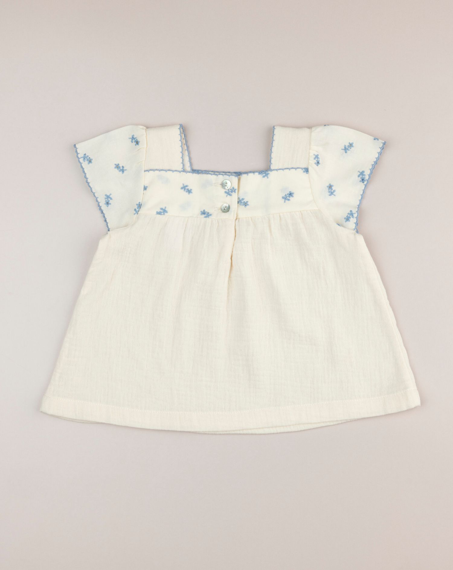 βρεφικό πουκάμισο κρεμ φλοράλ premium για κορίτσι - Prénatal