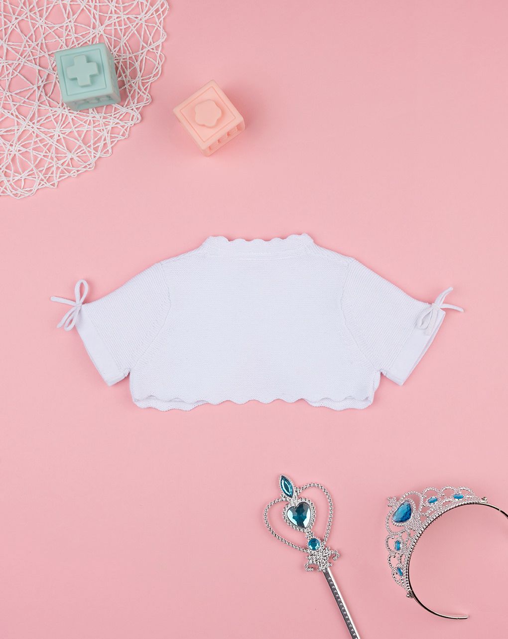 βρεφικό πλεκτό ζακετάκι λευκό premium για κορίτσι - Prénatal