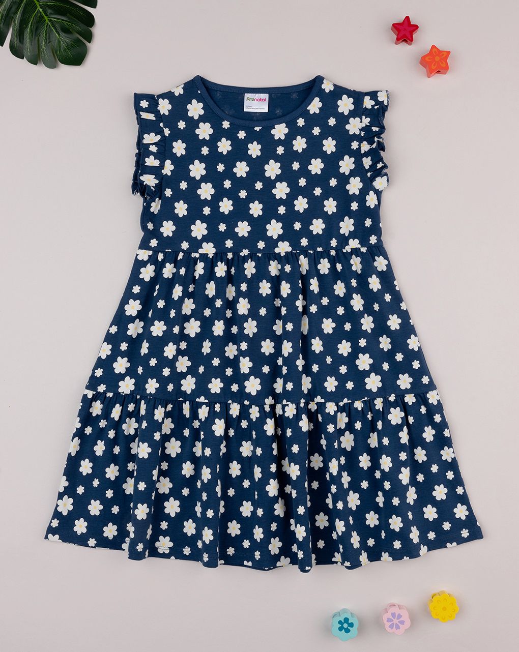 παιδικό φόρεμα μπλε με μαργαρίτες για κορίτσι