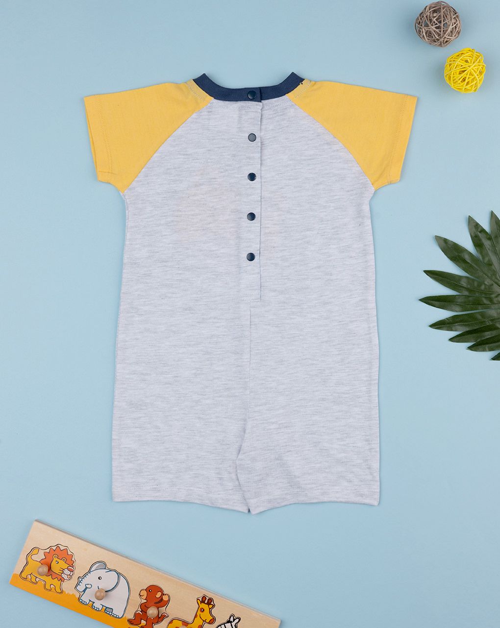 βρεφική κοντή ολόσωμη πιτζάμα γκρι little boy για αγόρι - Prénatal