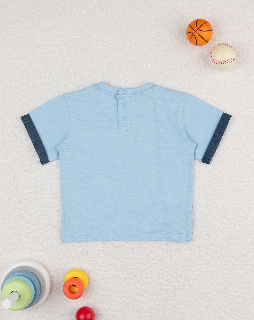 βρεφικό t-shirt γαλάζιο με τσέπη για αγόρι - Prénatal