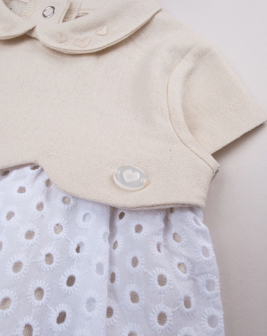 βρεφικό φόρεμα μπεζ/λευκό elegant για κορίτσι - Prénatal