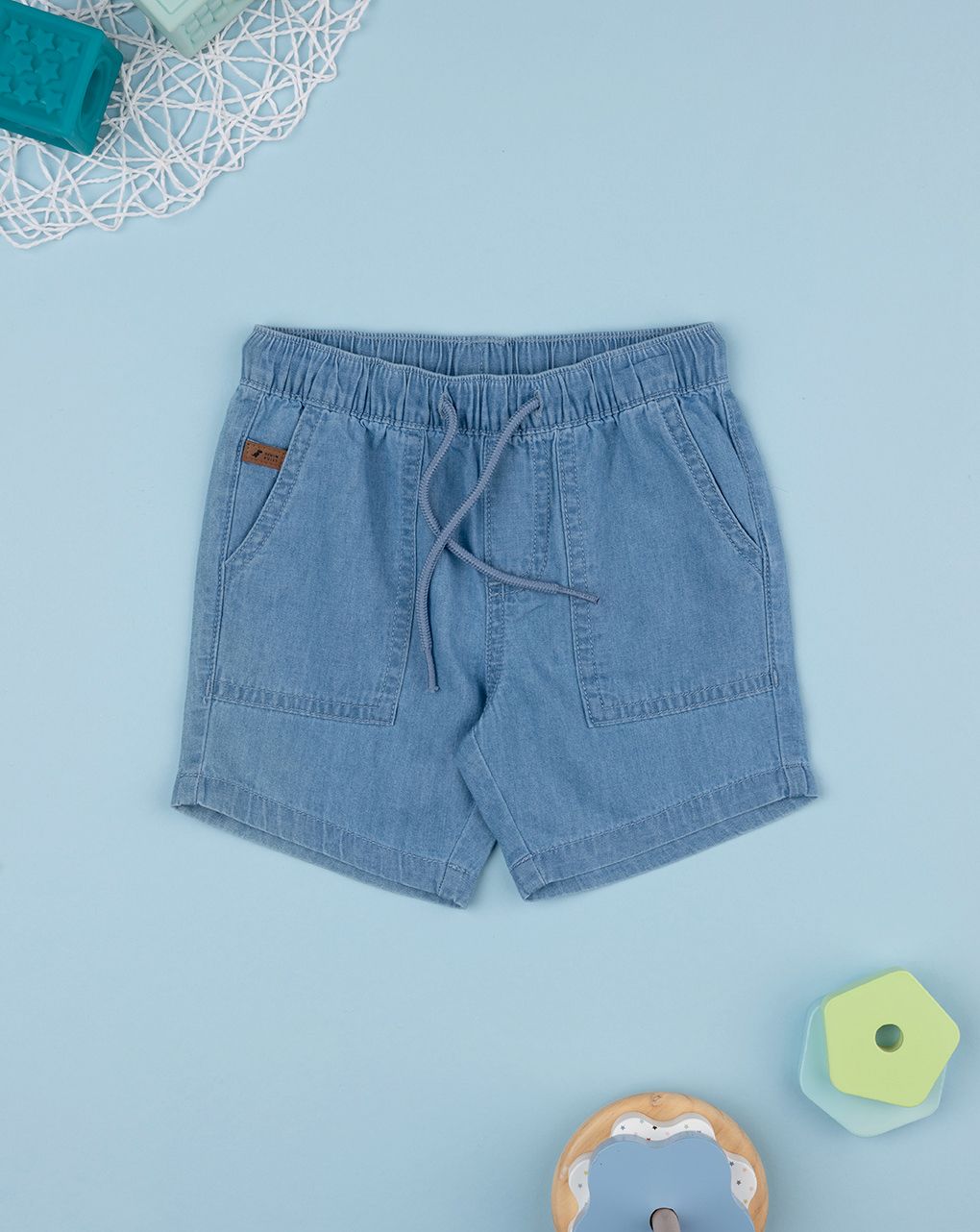 βρεφικό τζιν σορτσάκι μπλε με τσέπες για αγόρι - Prénatal