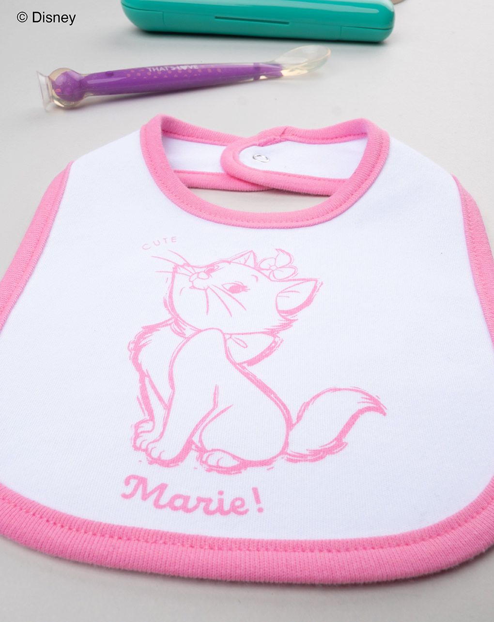 βρεφική σαλιάρα λευκή/φούξια marie για κορίτσι - Prénatal