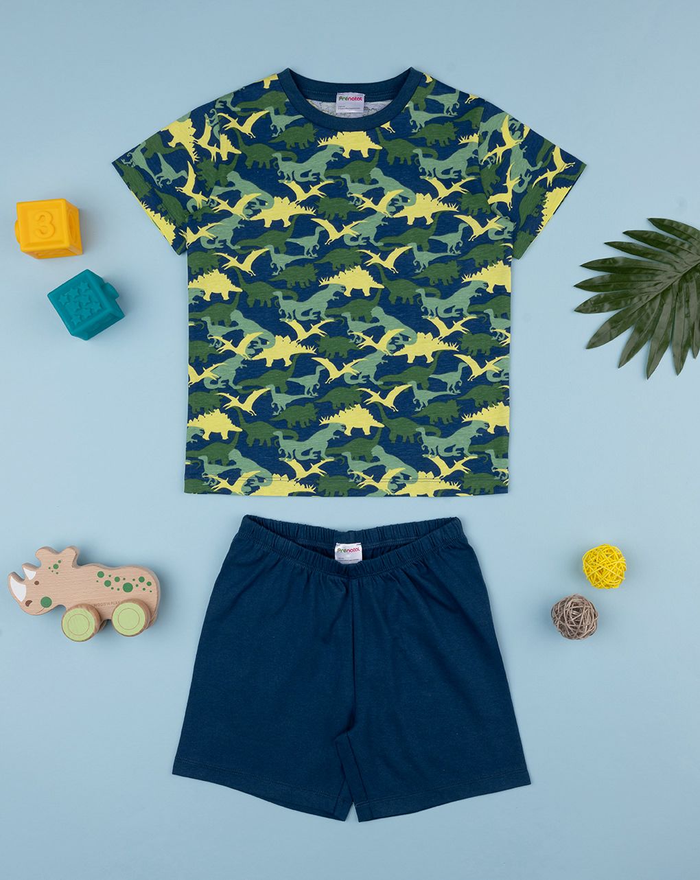 παιδική πιτζάμα μπλε με δεινόσαυρους για αγόρι