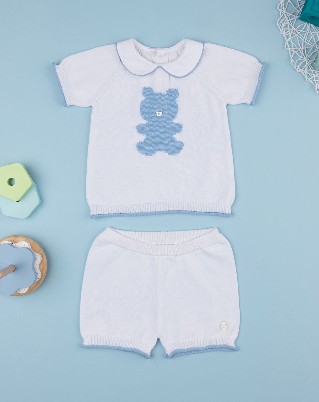 βρεφικό σετ t-shirt και σορτσάκι λευκό gift για αγόρι