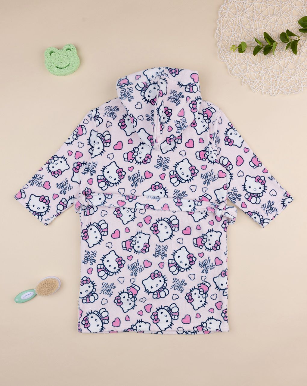 παιδικό μπουρνούζι σενίλ ροζ hello kitty για κορίτσι - Prénatal