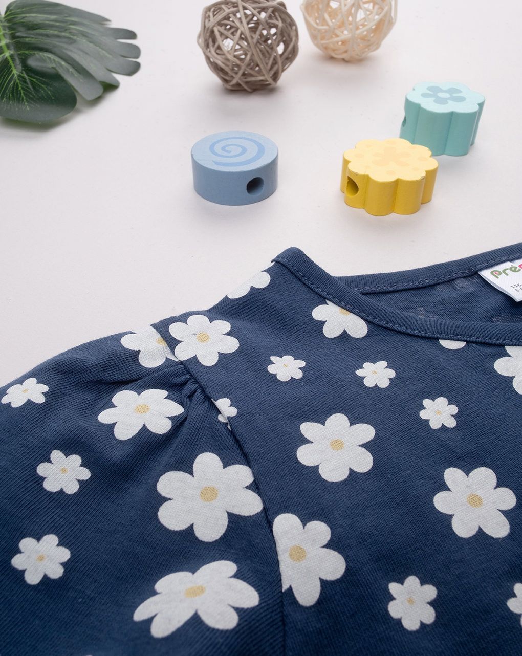 παιδικό t-shirt μπλε με μαργαρίτες για κορίτσι - Prénatal